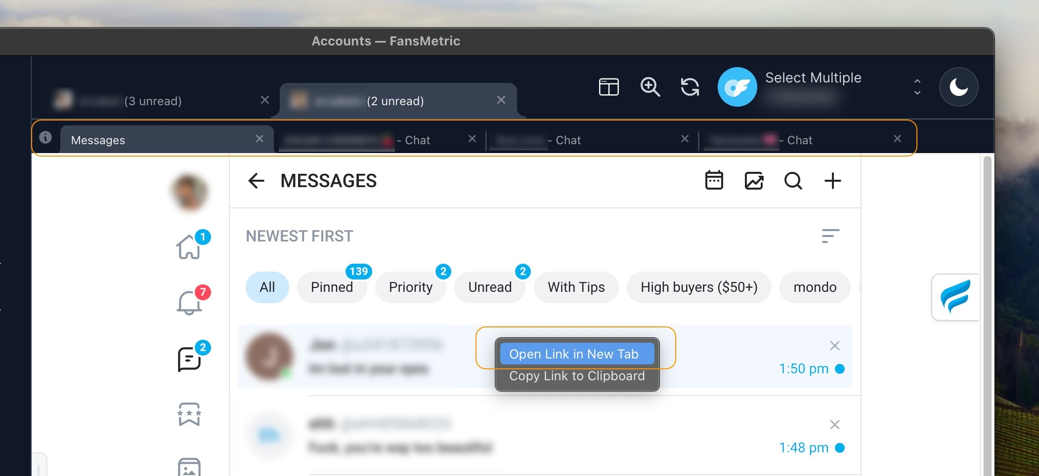 fansmetric onlyfans secondary client tabs